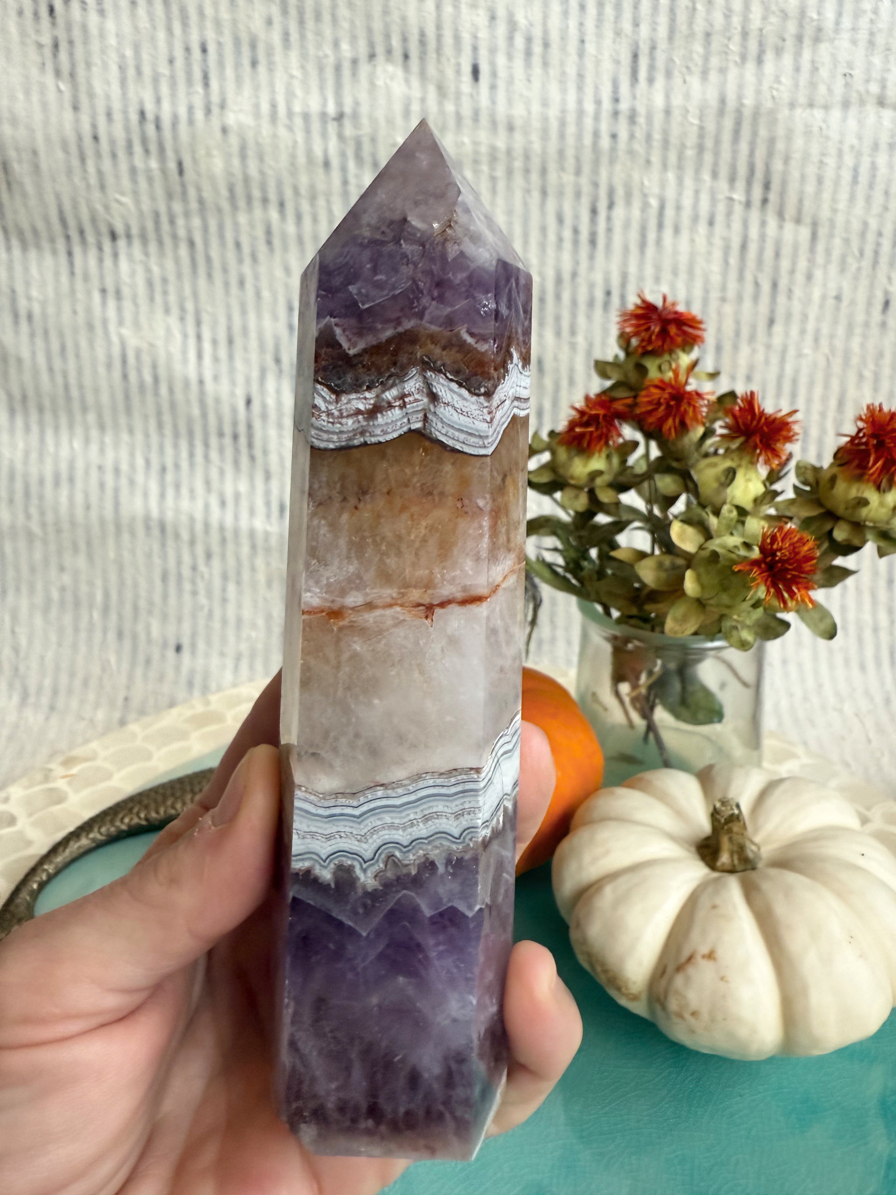 Banded Agate + Amethyst Towers
