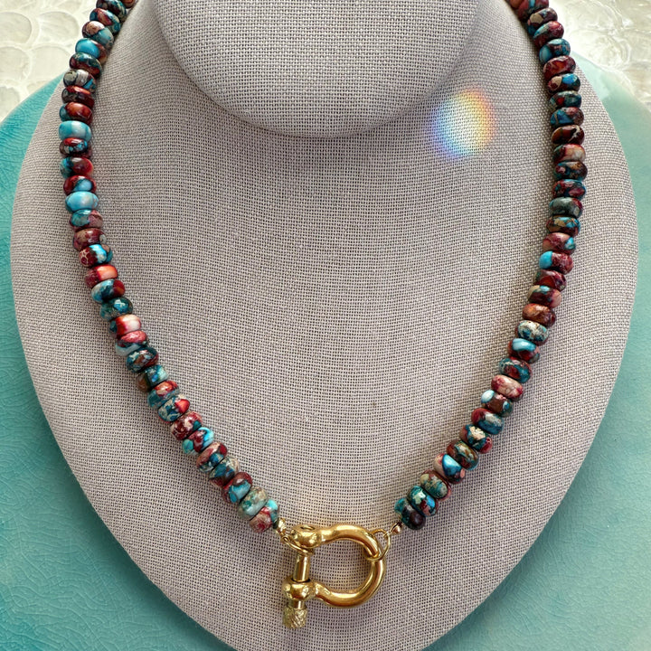 The Vesta Necklace – Imperial Jasper Beaded Necklace with 14K Gold