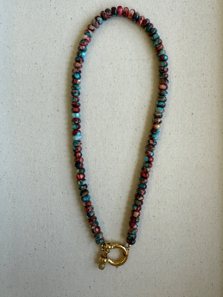 The Vesta Necklace – Imperial Jasper Beaded Necklace with 14K Gold