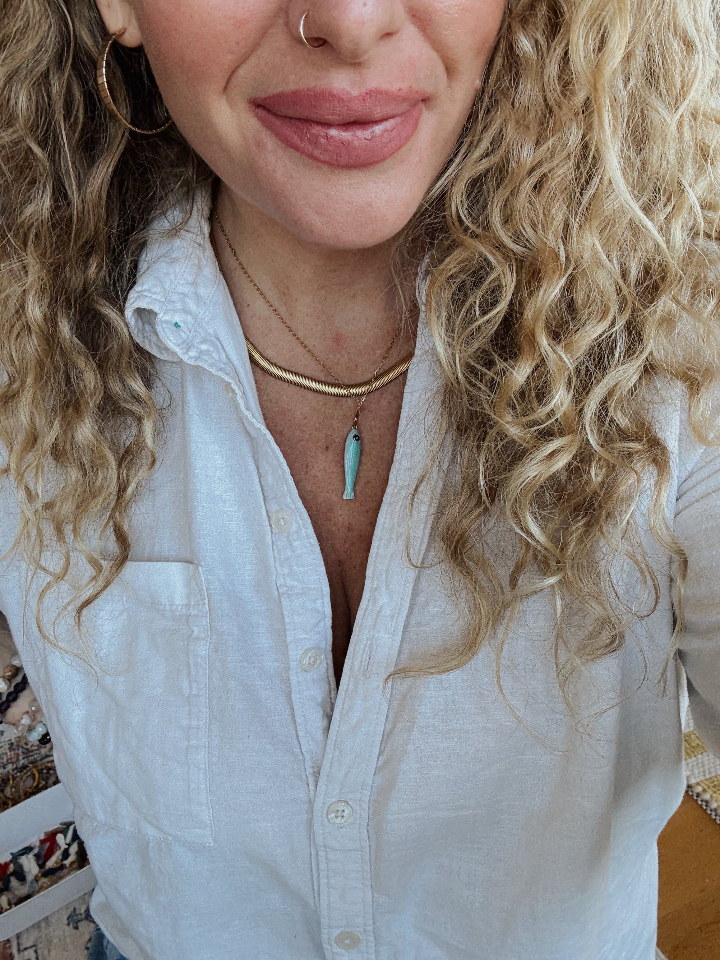 Sardinia Charms | Gemstone, Mini Gold + Enamel Fish Charms