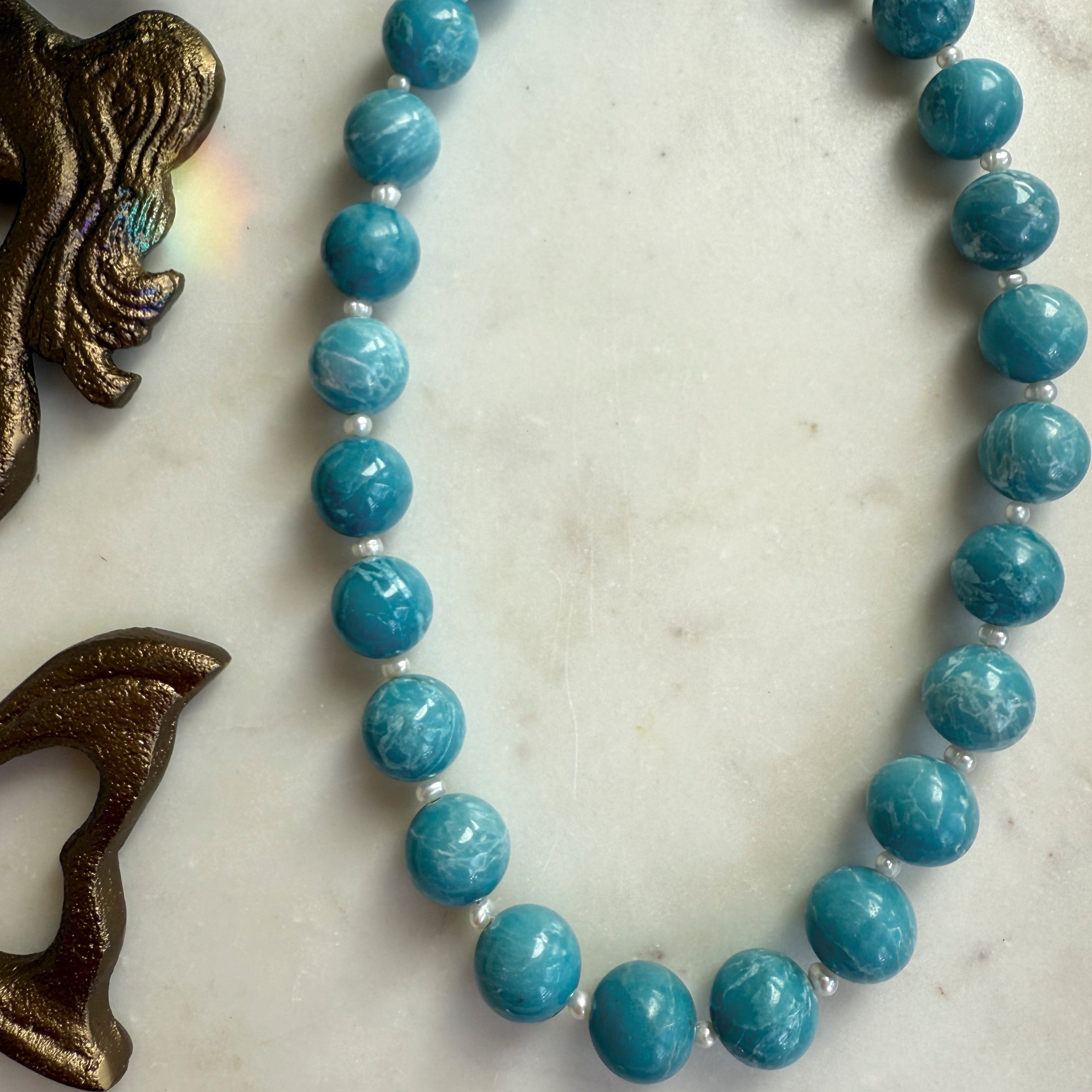 Doris Necklace with Knotted Silk and Stone Beads