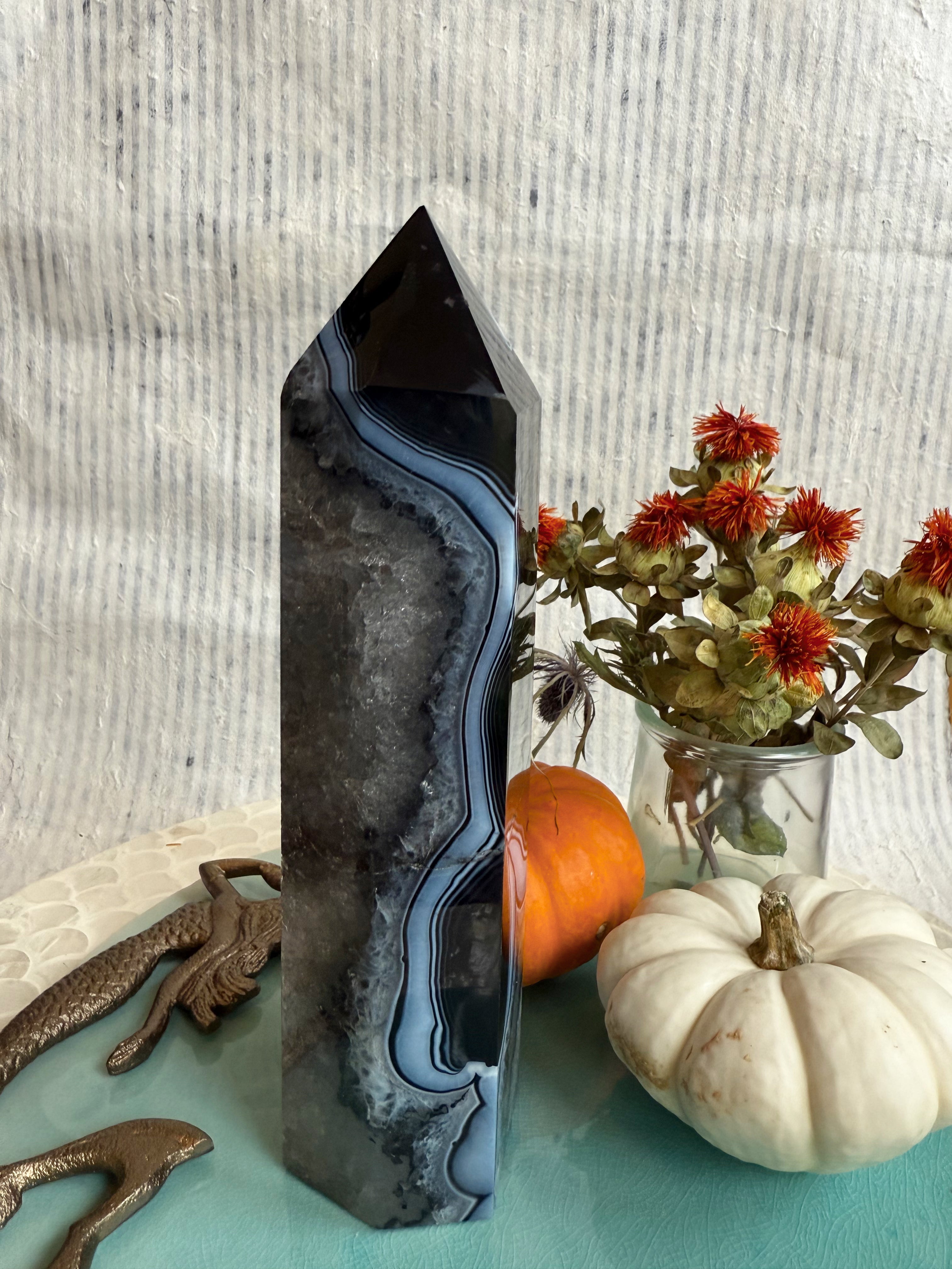 Banded Tuxedo Agate Towers