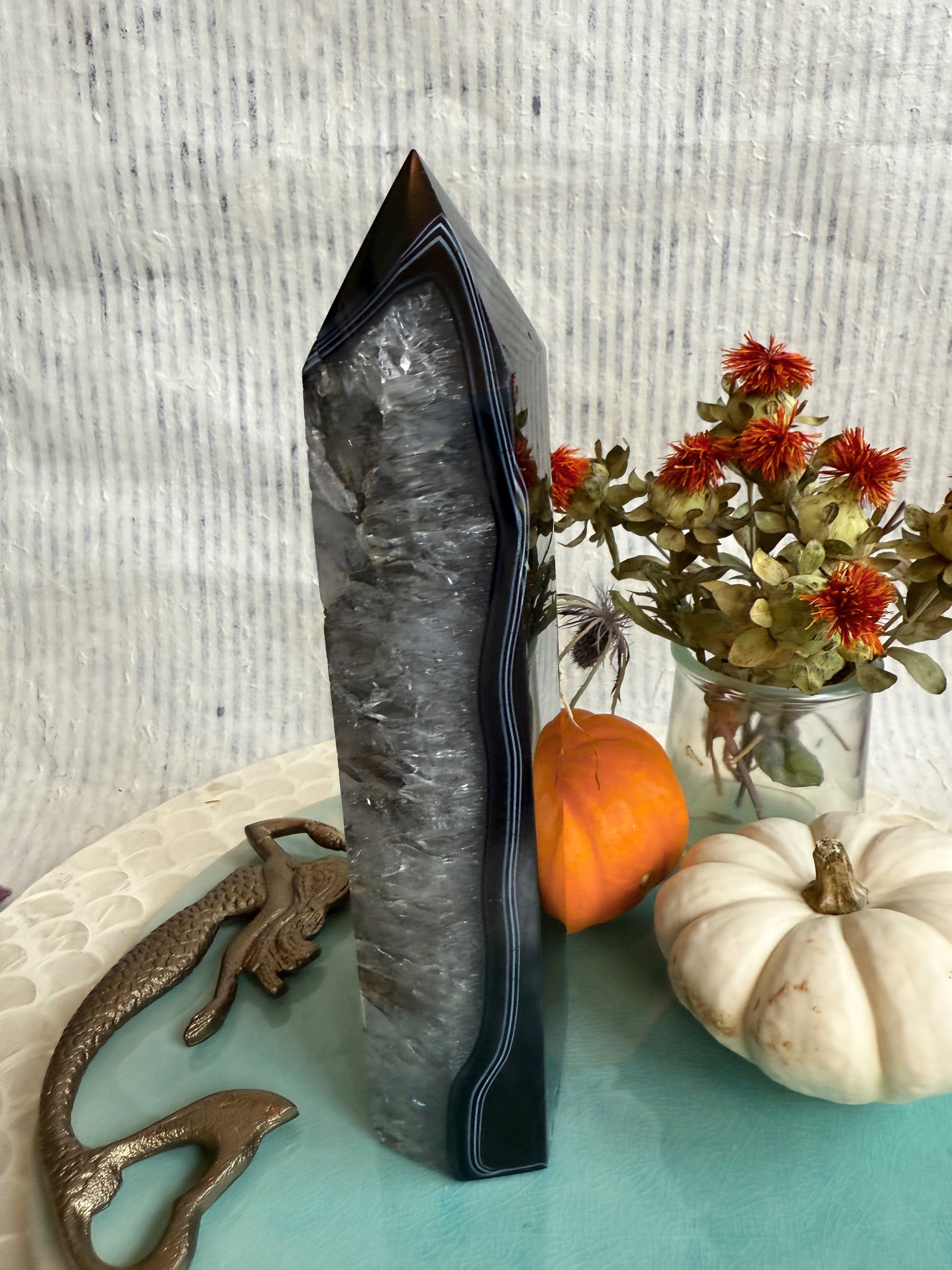 Banded Tuxedo Agate Towers