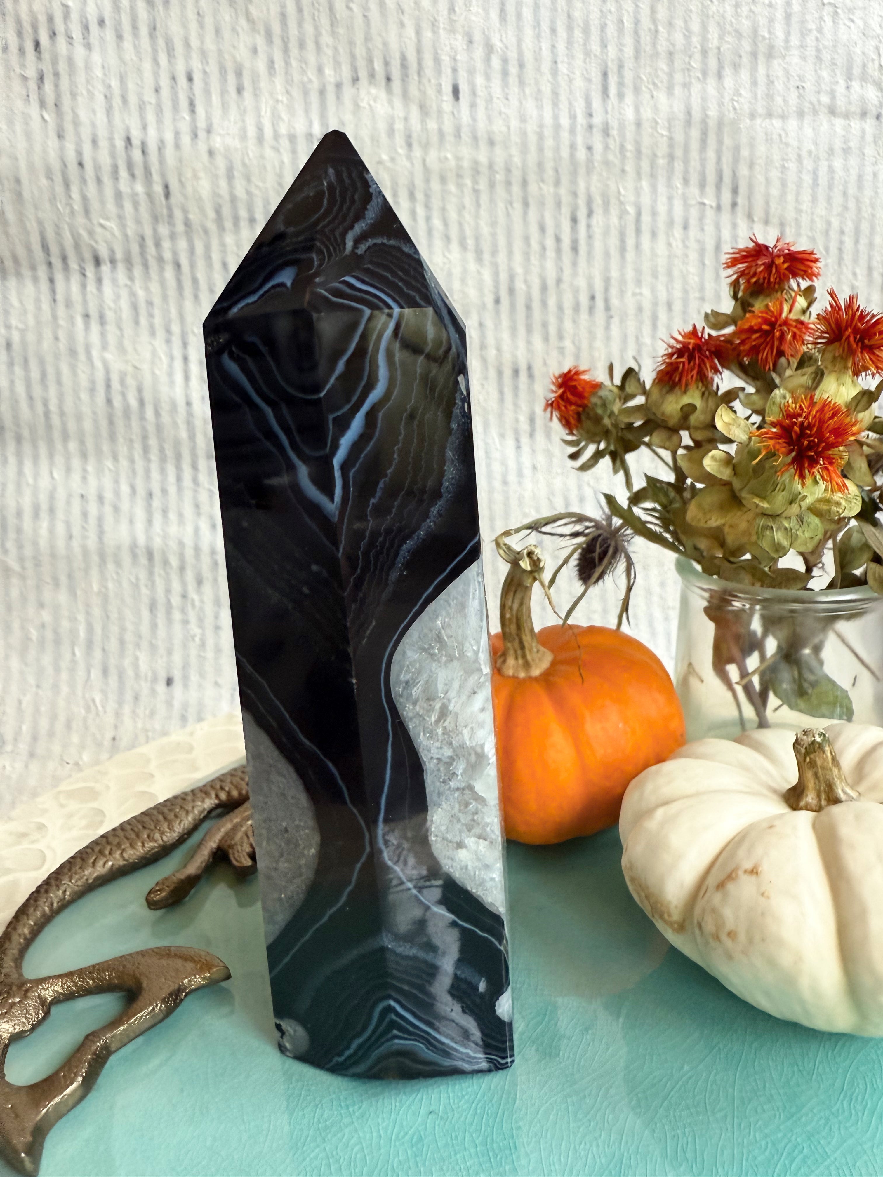 Banded Tuxedo Agate Towers