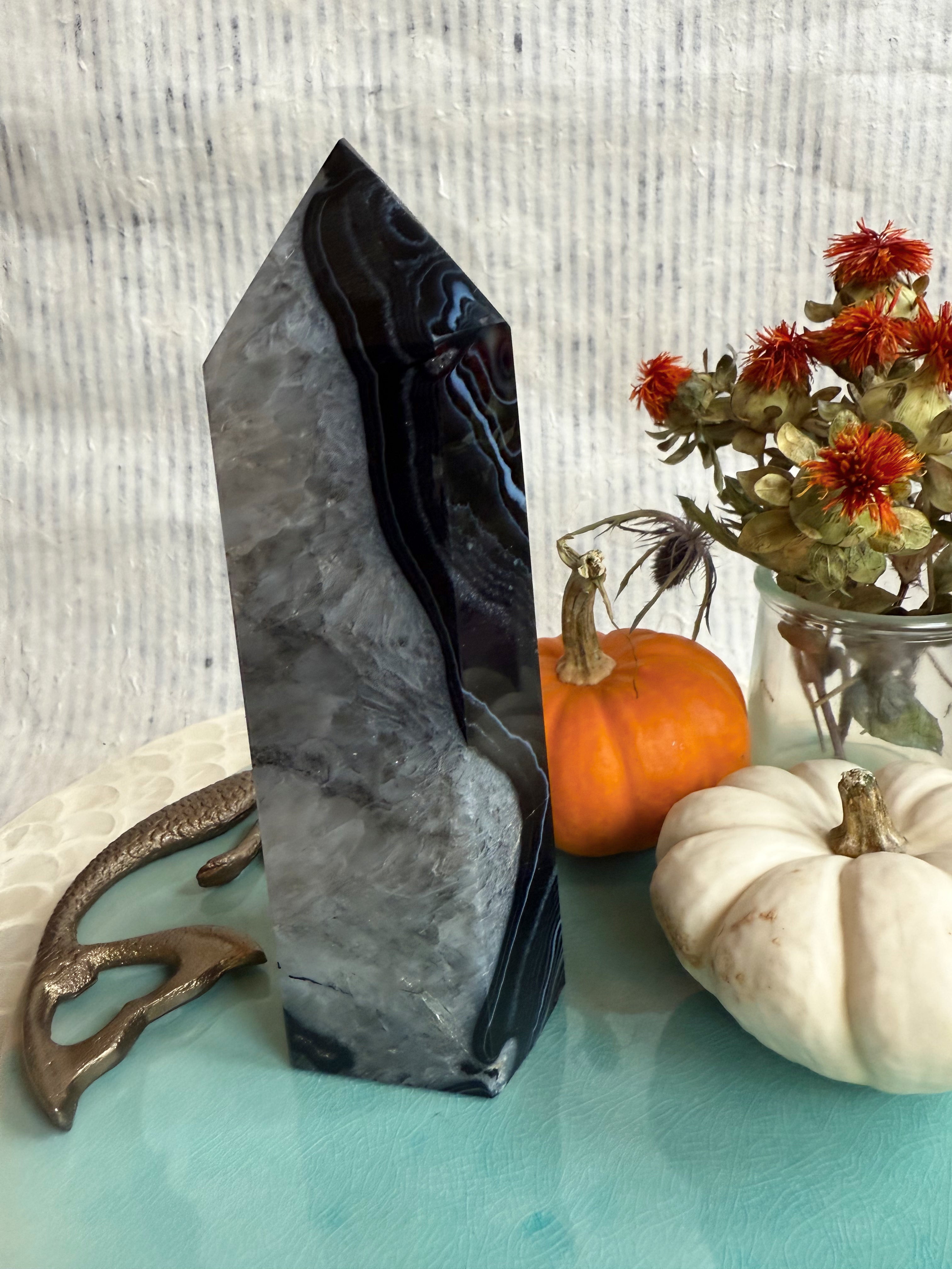 Banded Tuxedo Agate Towers