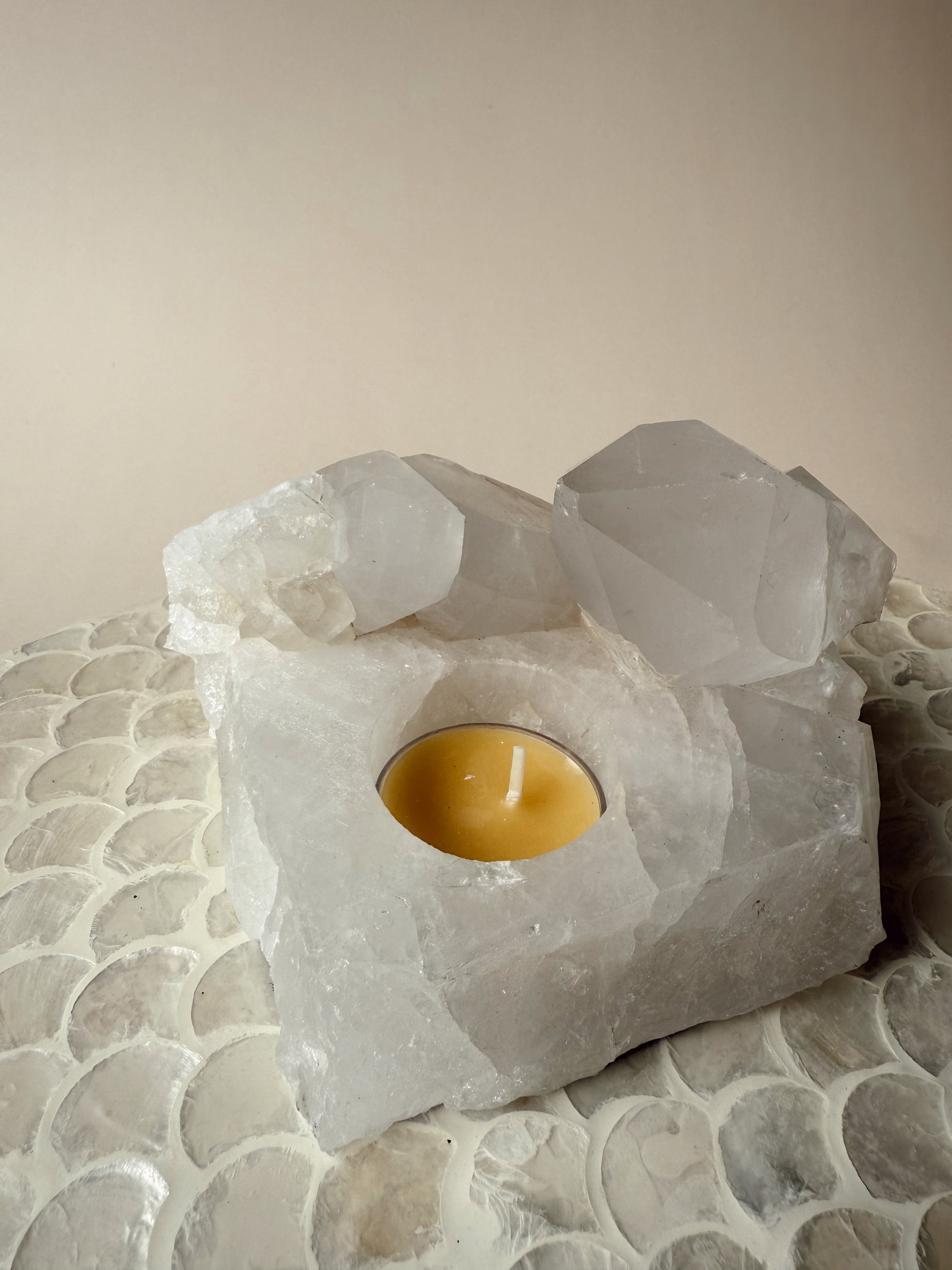 XL Clear Quartz Cluster Votive