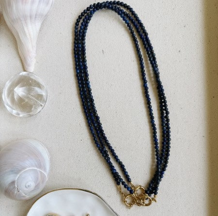 Roosevelt Charm Necklace – 17 inch gold-plated necklace with lapis lazuli charm for harmony and connection
