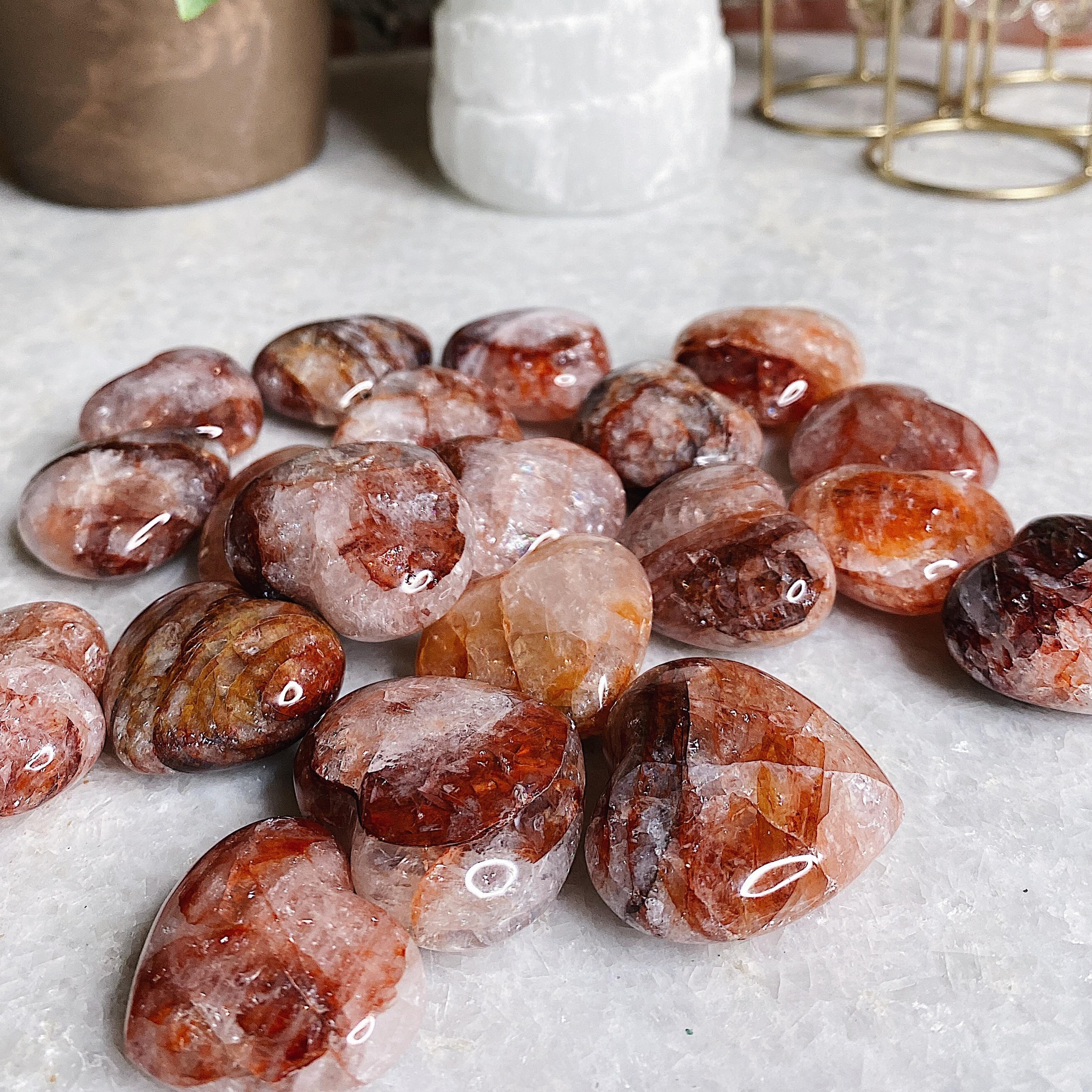 Intuitively Chosen Fire Quartz Pocket Heart Wild Alabaster