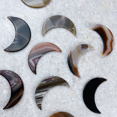 Intuitively Chosen Agate Moon Ornaments (Set of 4) Wild Alabaster