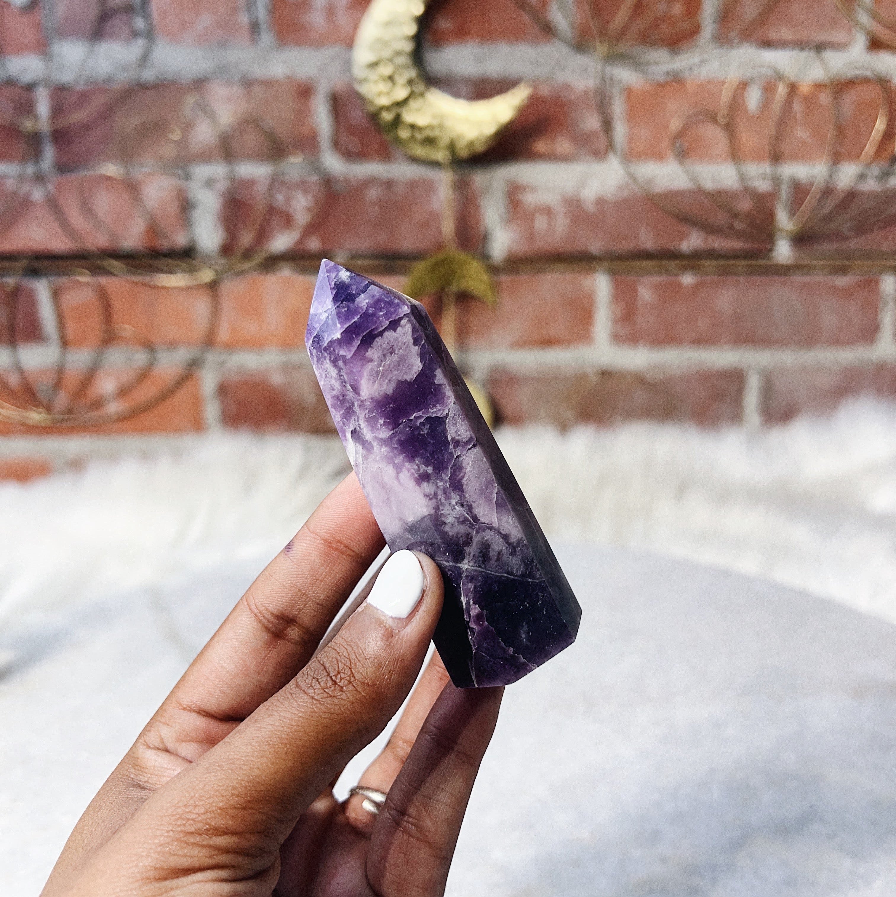 Intuitively Chosen Lepidolite 3-4" Small Tower Wild Alabaster
