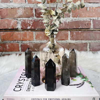 Intuitively Chosen Smokey Quartz Small 3-4" Tower Wild Alabaster