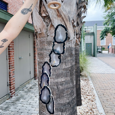 Intuitively Chosen 7 Piece Agate Slab Wind Chime Wild Alabaster