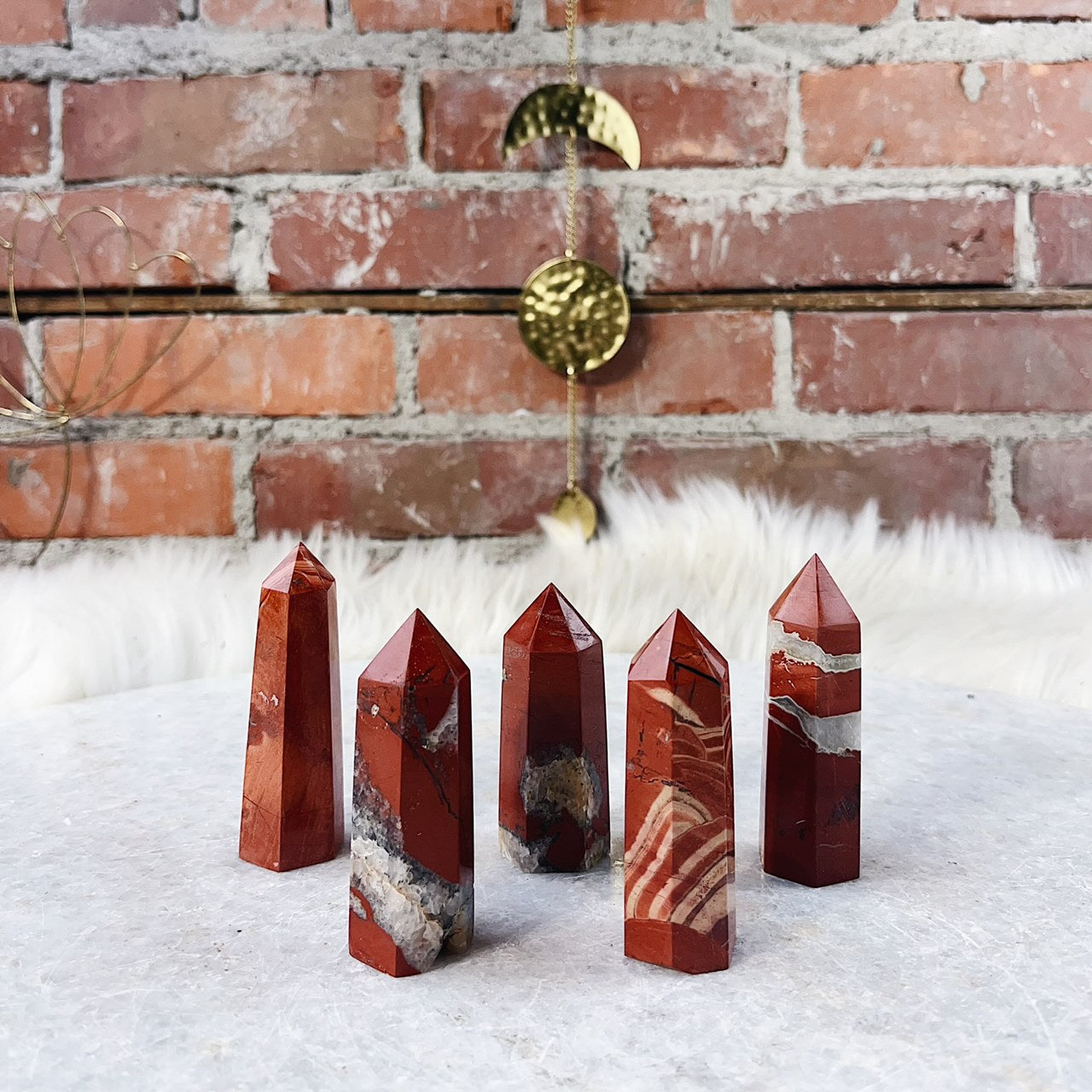 Intuitively Chosen Red Jasper Small 2-3" Tower Wild Alabaster