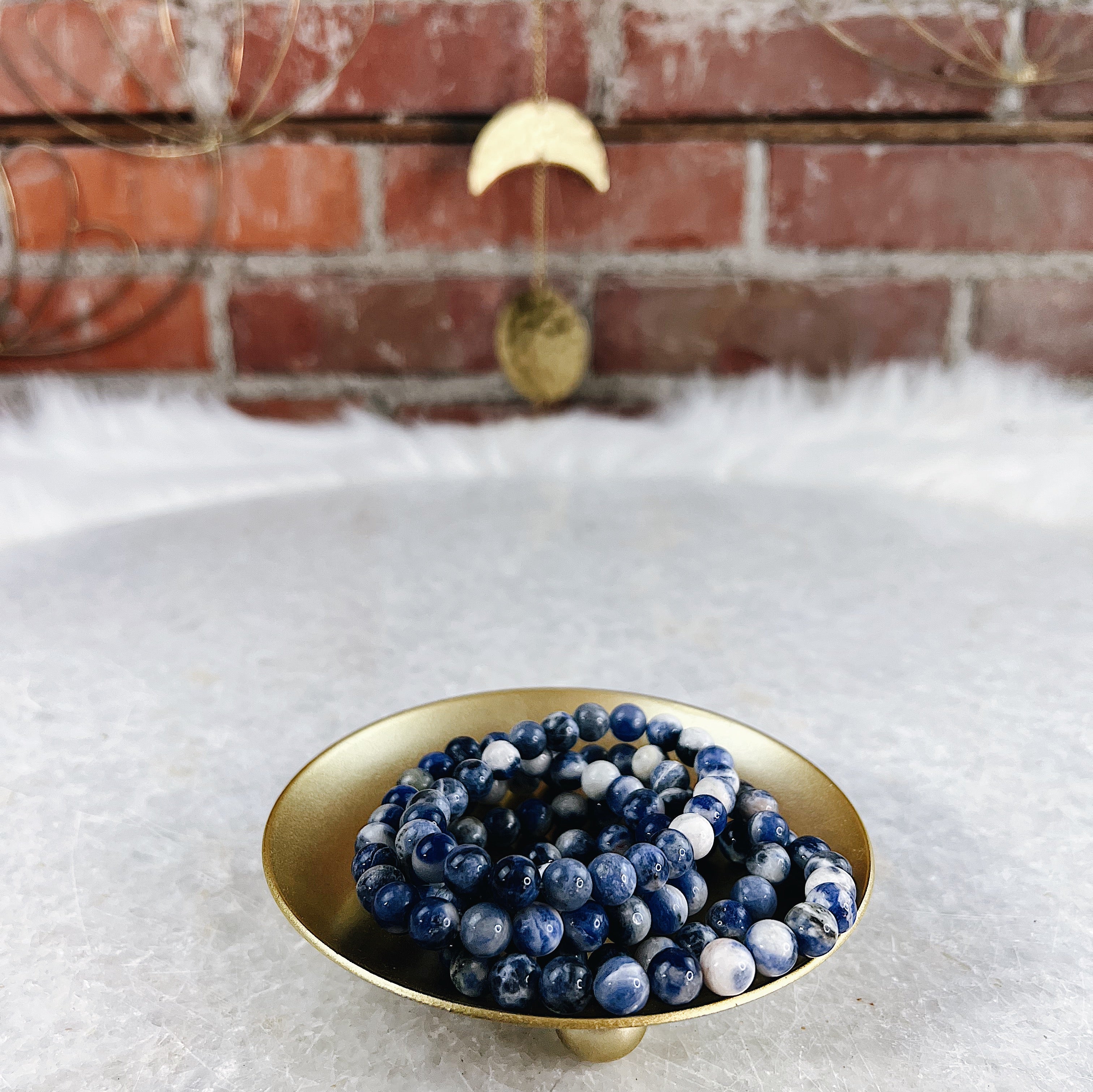 Intuitively Chosen Sodalite Round Stone Bracelet Wild Alabaster