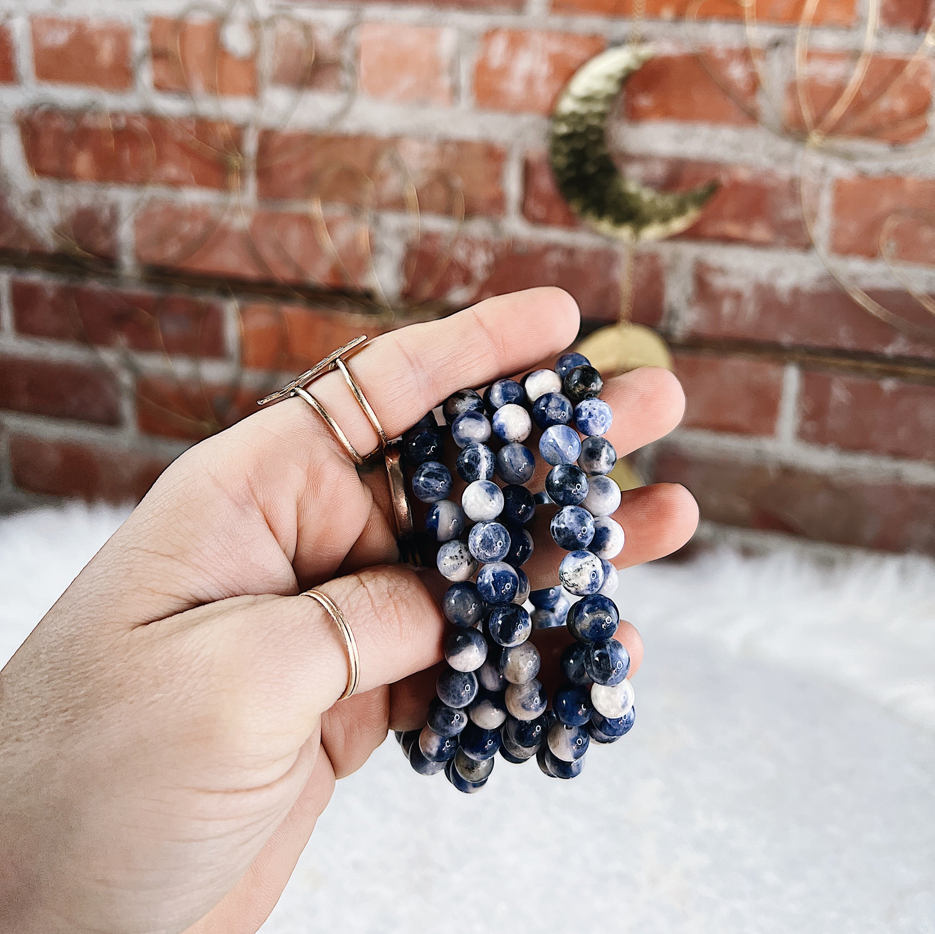 Intuitively Chosen Sodalite Round Stone Bracelet Wild Alabaster