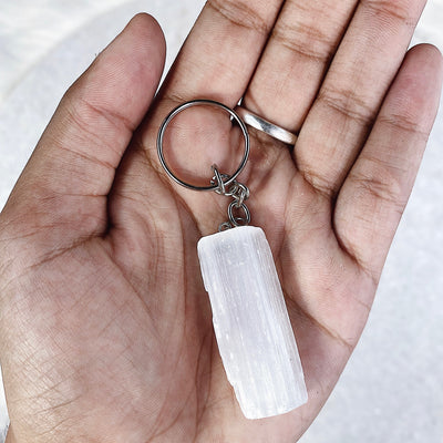 Intuitively Chosen Selenite Key Chain Wild Alabaster