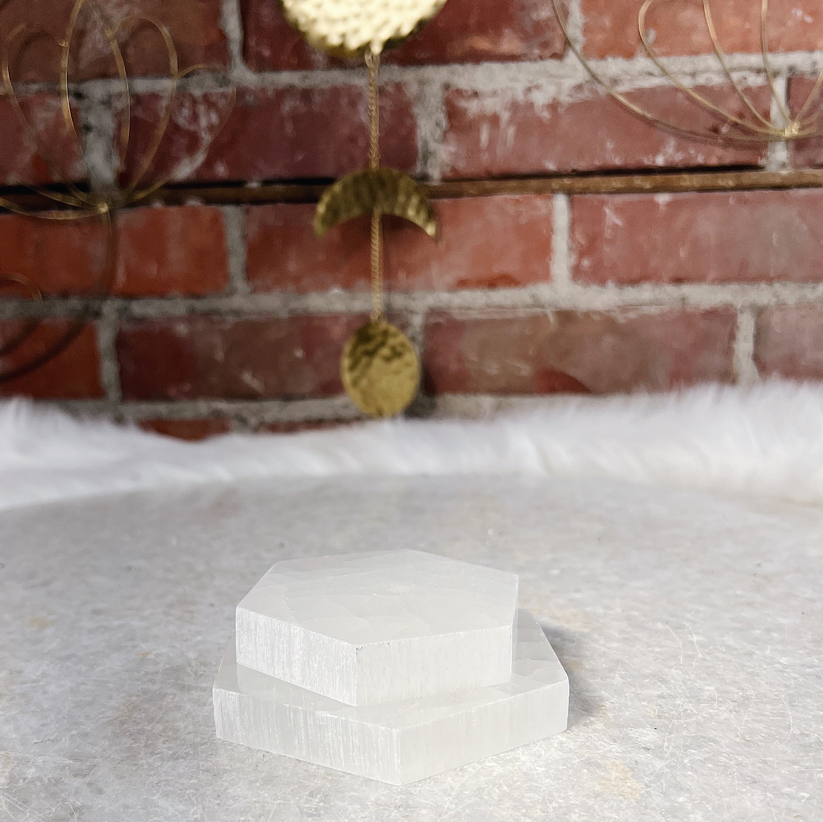 Intuitively Chosen Selenite Hexagon Charging Block Wild Alabaster