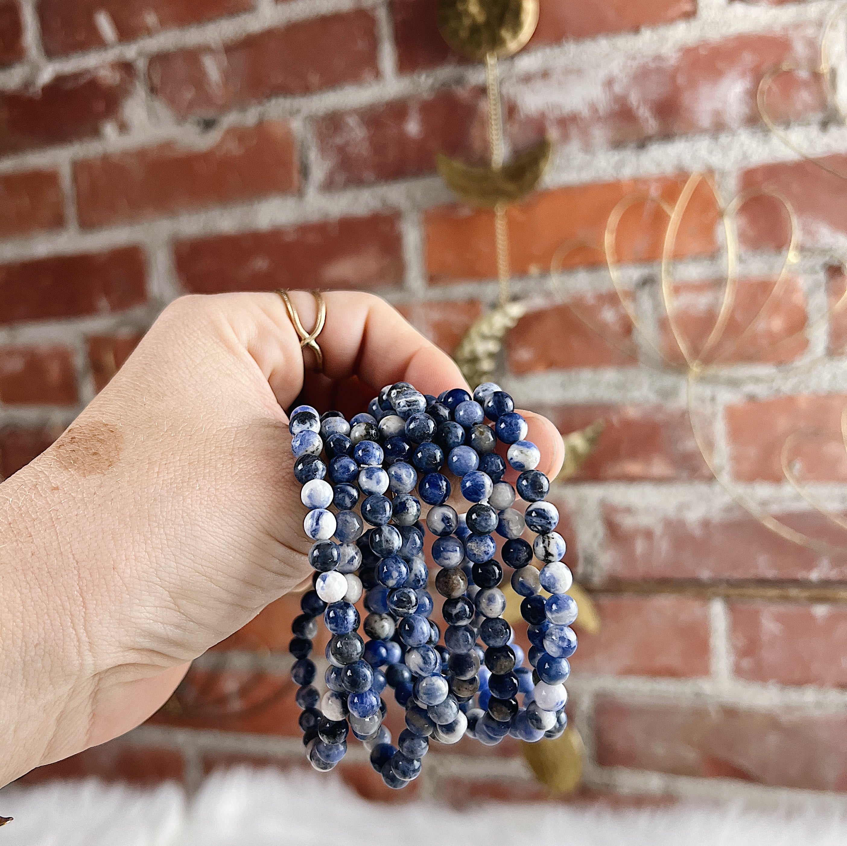 Intuitively Chosen Sodalite Round Stone Bracelet Wild Alabaster
