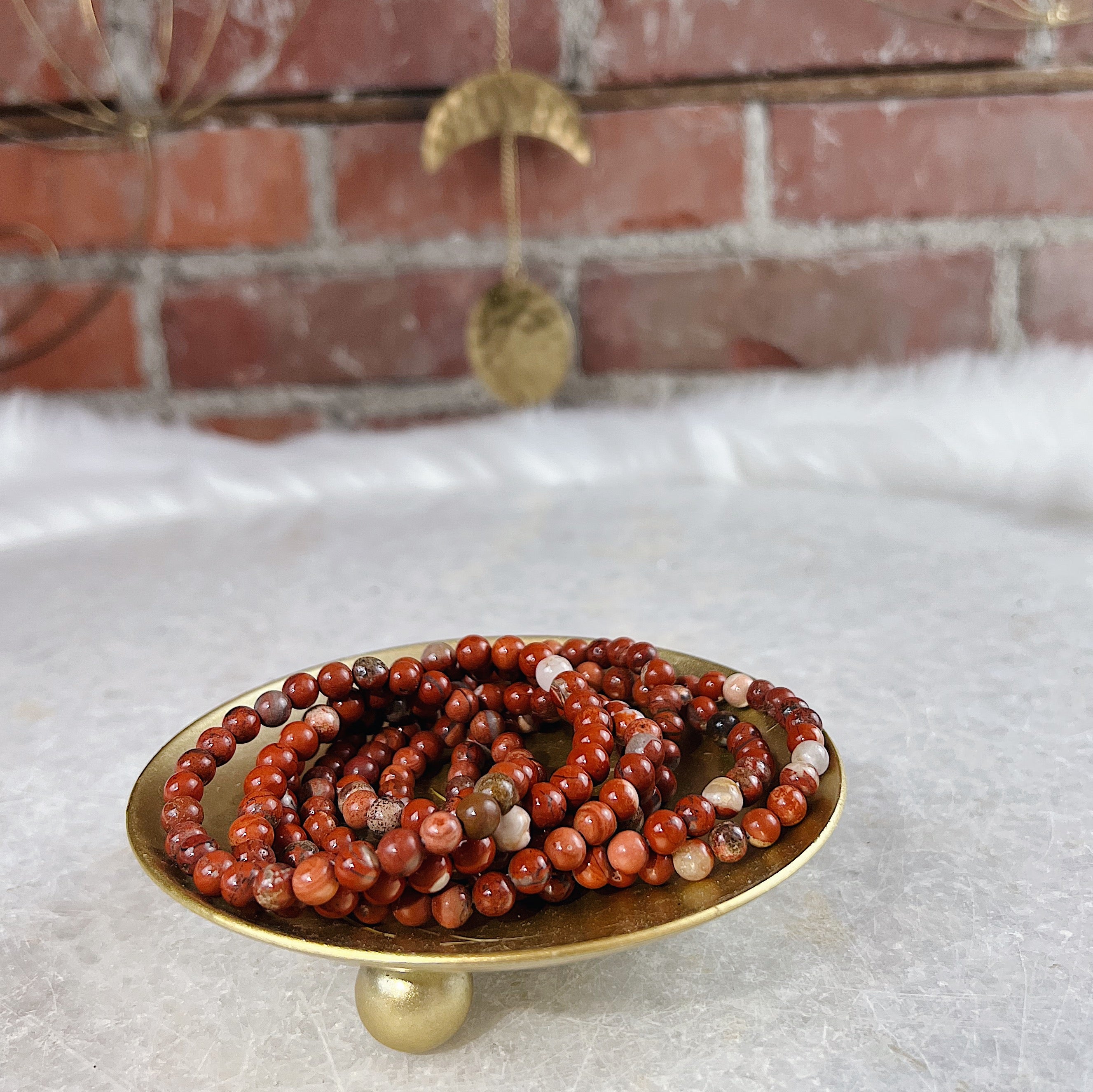 Intuitively Chosen Red Jasper Round Stone Bracelet Wild Alabaster