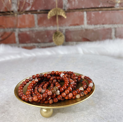 Intuitively Chosen Red Jasper Round Stone Bracelet Wild Alabaster
