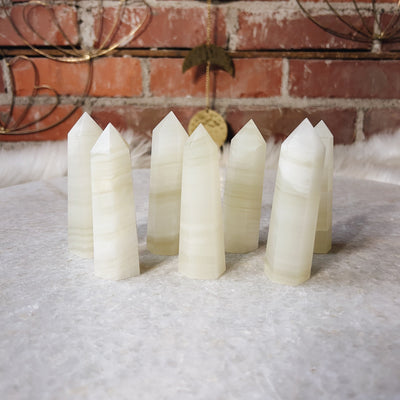 Intuitively Chosen Pistachio Calcite Small 3-4" Tower Wild Alabaster