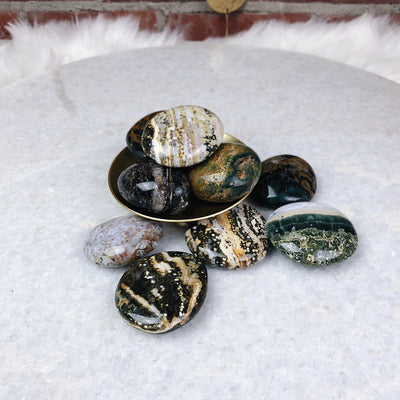 Intuitively Chosen Ocean Jasper Palm Stone Wild Alabaster