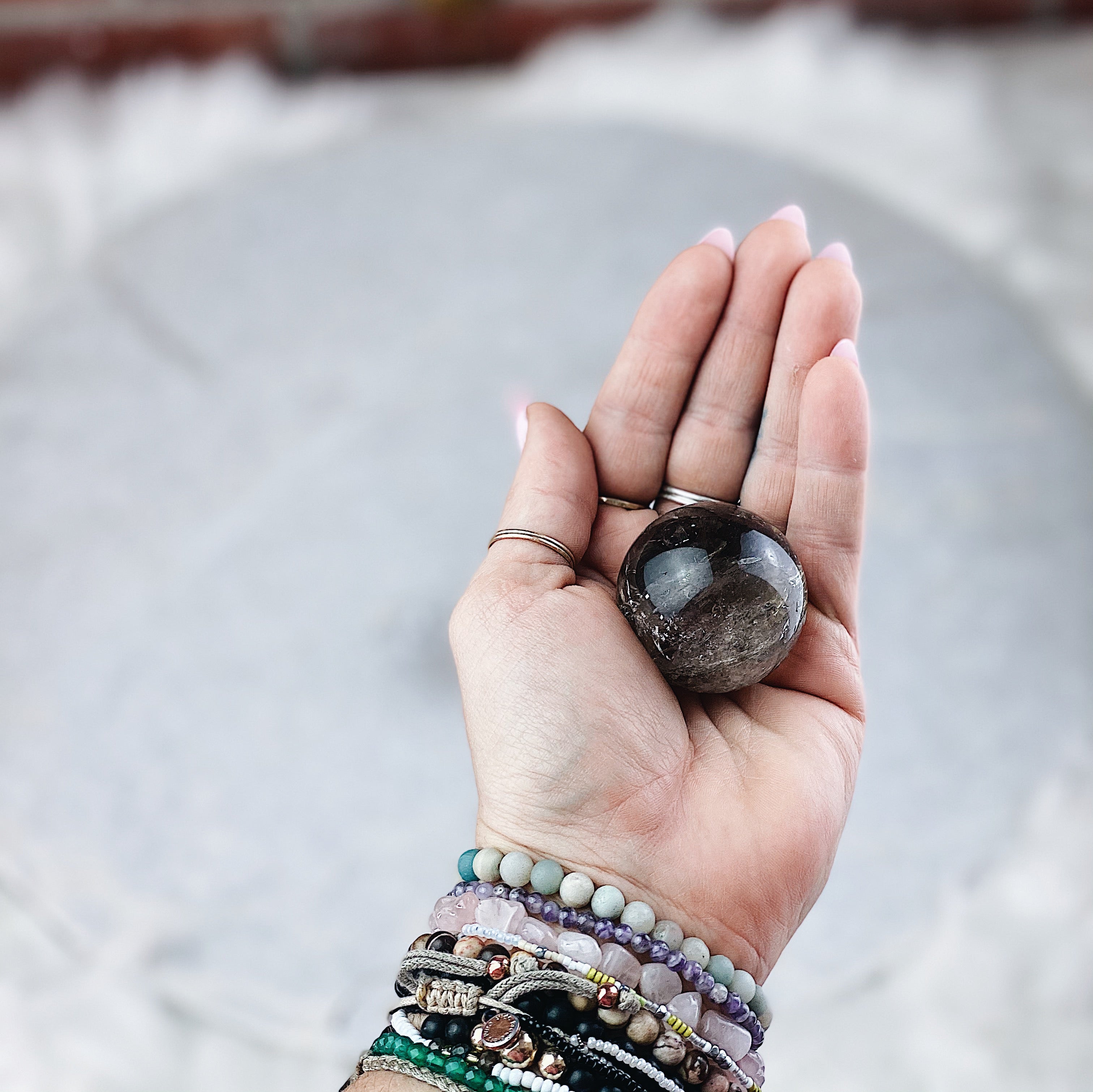 Intuitively Chosen Smokey Quartz Sphere Wild Alabaster