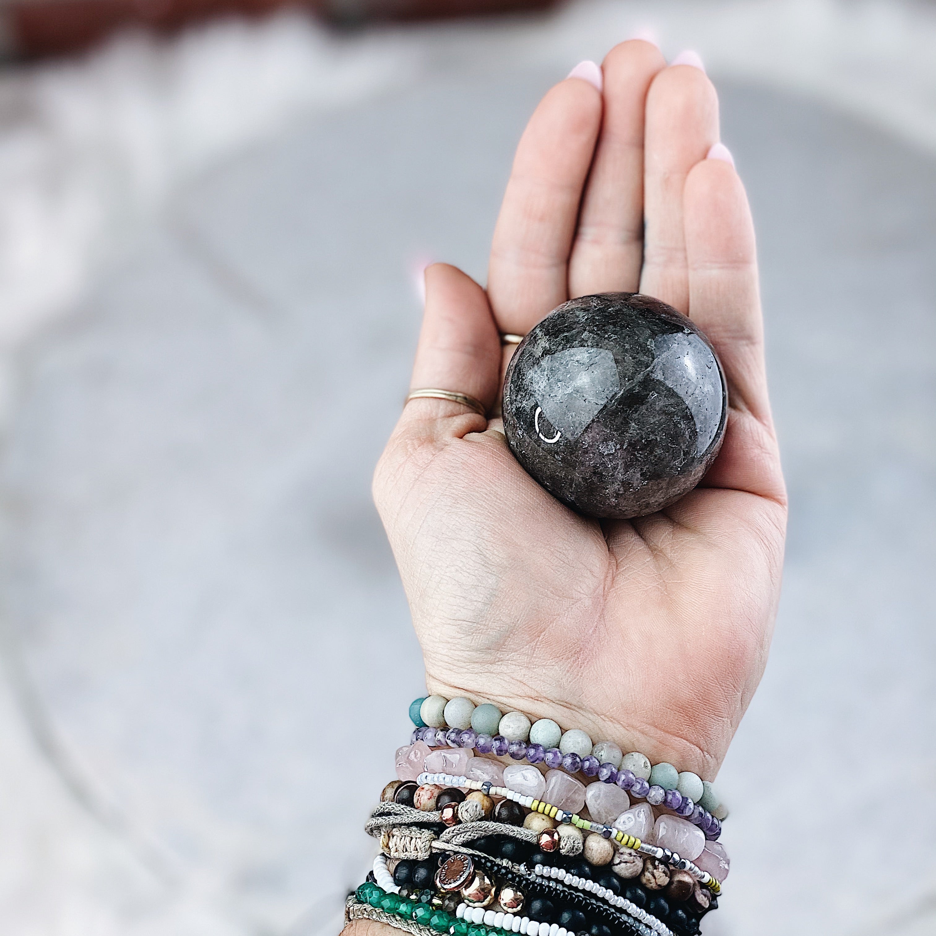 Intuitively Chosen Smokey Quartz Sphere Wild Alabaster