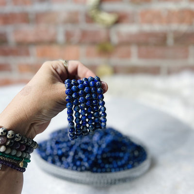 Intuitively Chosen Lapis Lazuli Round Stone Bracelet Wild Alabaster