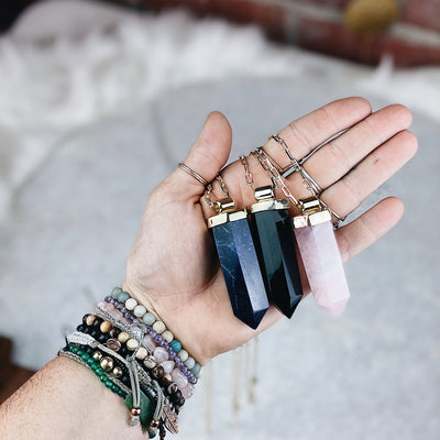 The Rachael Crystal Point Necklace Wild Alabaster