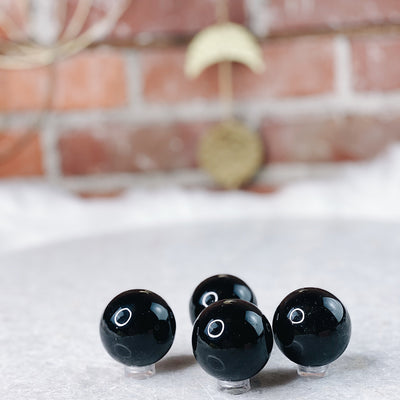 Intuitively Chosen Black Obsidian Sphere Wild Alabaster