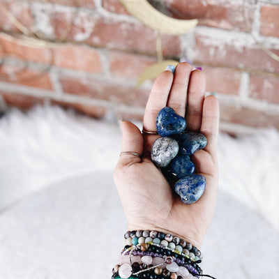 Intuitively Chosen Petite Sodalite Pocket Heart Wild Alabaster